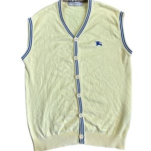 Burberry Men's Cream Button Down Vest